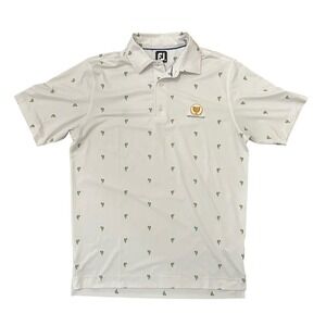FootJoy Golf Polo White Cactus Print Stretch Performance Presidents Cup Sz M